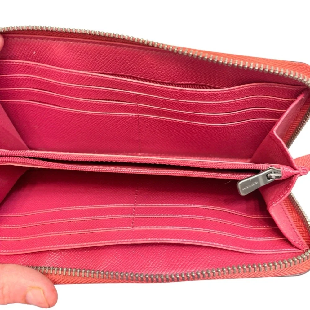 Coach Red metallic leather zipper Wallet